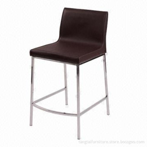 Concise Kitchen Stool, Made of Recycled Leather and Chrome Frame, OEM/ODM Orders Welcomed